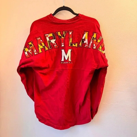 Vintage Maryland UMD Terps Spirit Jersey (XS/S/M) Red with Flag Fan Gear - Picture 2 of 5